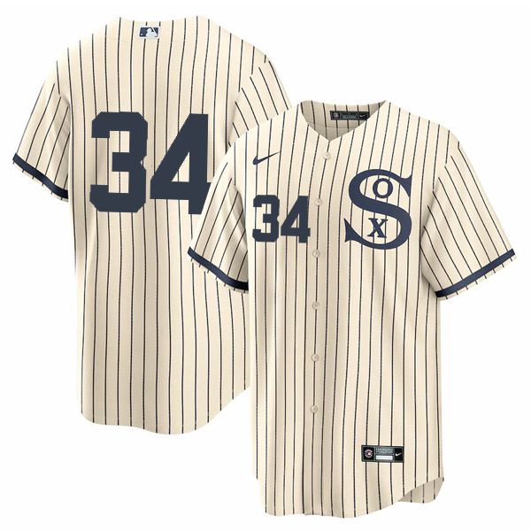 Men Chicago White Sox #34 No Name Cream stripe Dream version Game Nike 2021 MLB Jerseys->chicago white sox->MLB Jersey